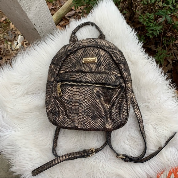 BCBG Paris Bronze Metallic Alligator Snakeskin Mini Backpack - Picture 1 of 8